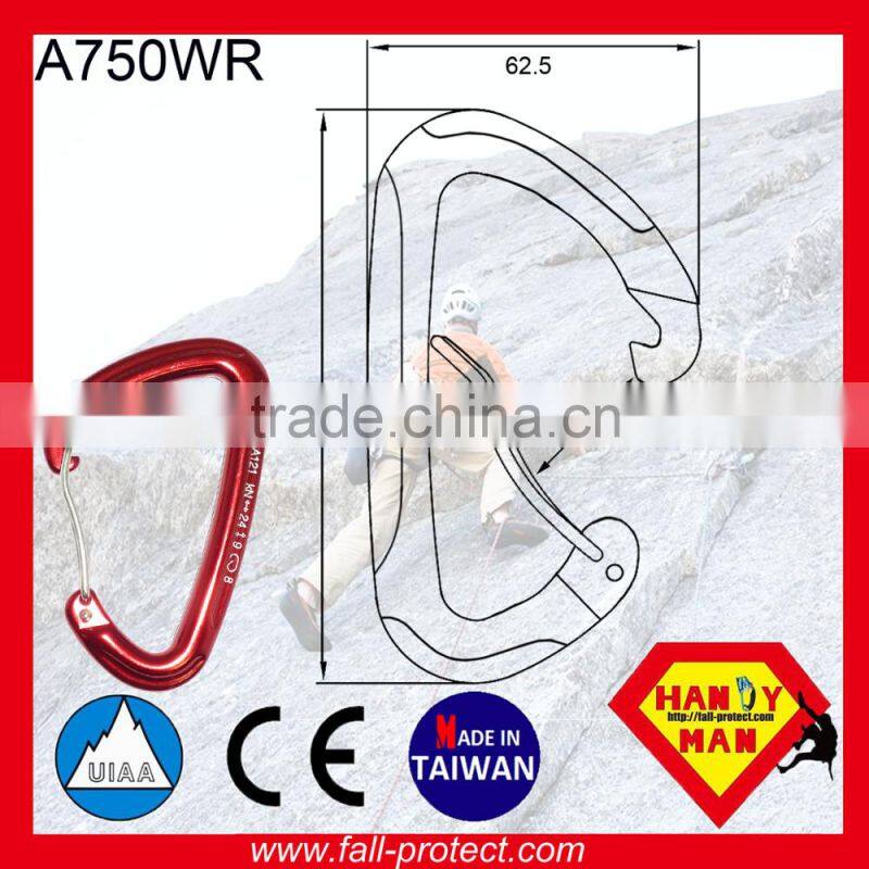 25KN Taiwan Mountain Climbing Aluminum Carabiner With Wire Gate