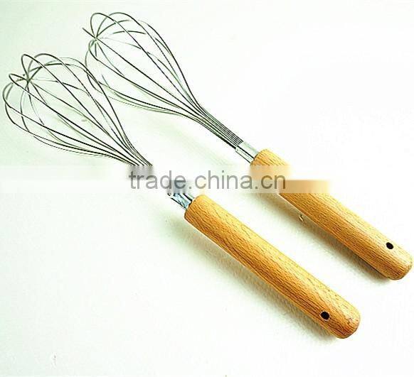 37056 new style stainless steel whisk with wooden handle