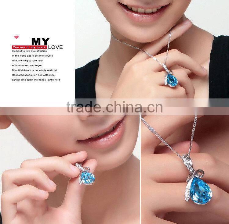 2016 cheap Women's Rhinestone Chain Crystal pendent Necklace Waterdrop Jewelry Xmas Christmas Gift for decoration