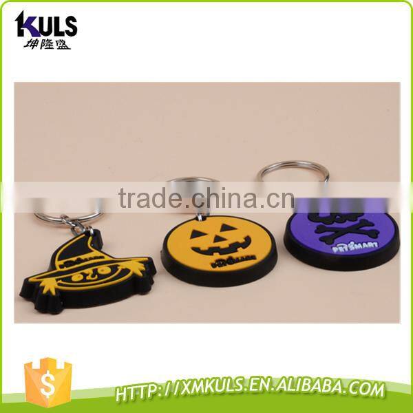 Cartoon pumpkin custom logo pendant PVC plastic key chain