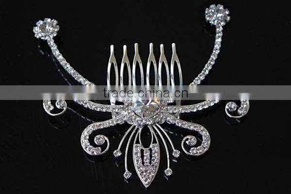high quality hair comb with crystal wholesale metal hair combs H172-207