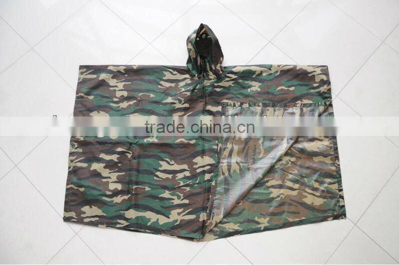Military Polyester PVC Coated or Nylon Camouflage Coated Waterproof Poncho; Army PVC Square Poncho