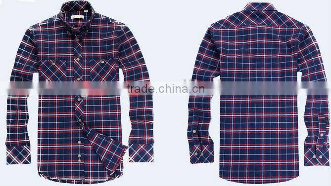 Men's 100% cotton twill plaids flannel fashion shirt with long sleeves