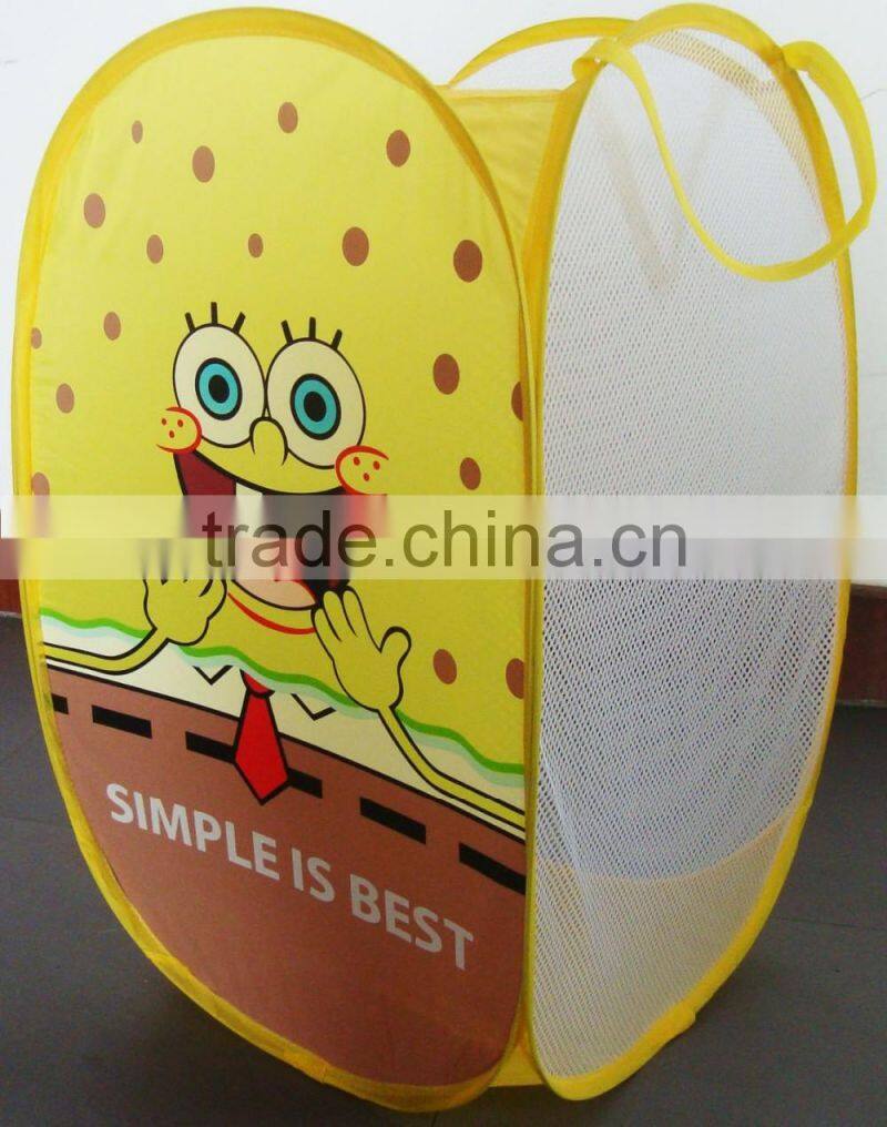 High Quality Logo Printed Cute Square Shape Baby Folding Laundry Hamper