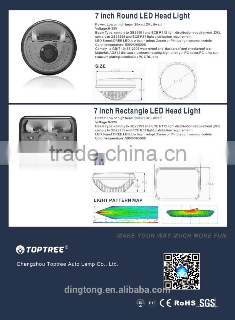 7inch led Je ep Head light Offroad Daytime Running Light LED Driving Light