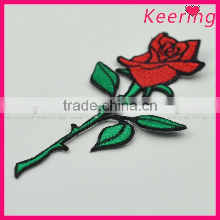 Wholesale rose embroidery patch custom design for clothing WEF-632