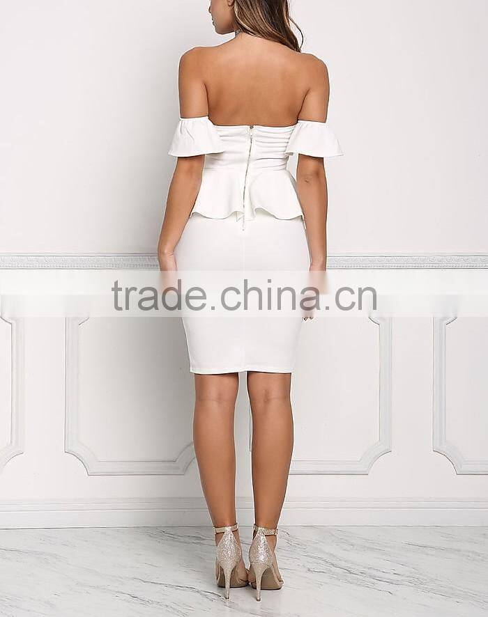 Fabulous Sexy Girls White Off Shoulder Peplum Bodycon Night Party Dress Pictures All Types Of Ladies Dresses HSd5039
