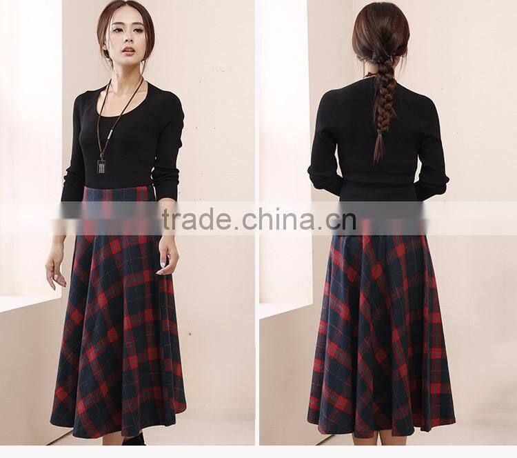 2016 Fashionable pictures ladies school uniform plaid a-line skirts