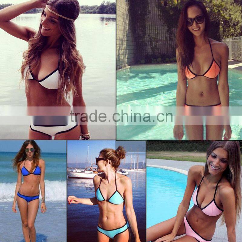 summer new Hot sexy pure color women bikini set bandage swimsuit