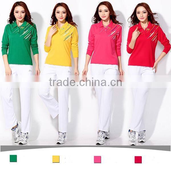 New design long sleeve dri fit polo shirt china factory couple printing polo shirt