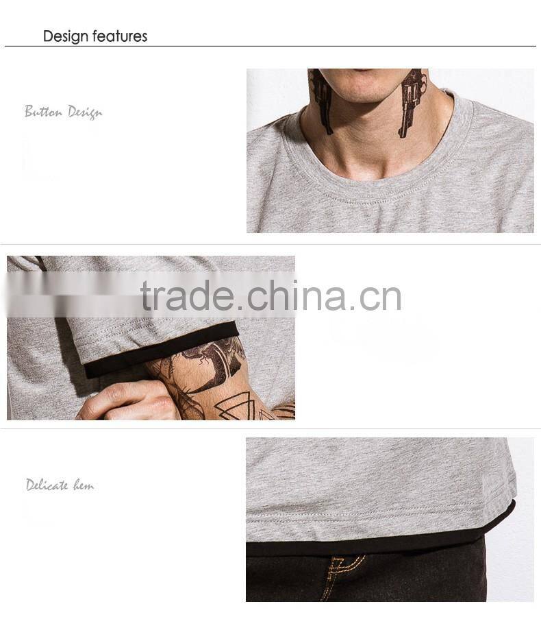 SZXX T377 Hot Custom Printing Cotton Grey O-neck T-shirt Mens