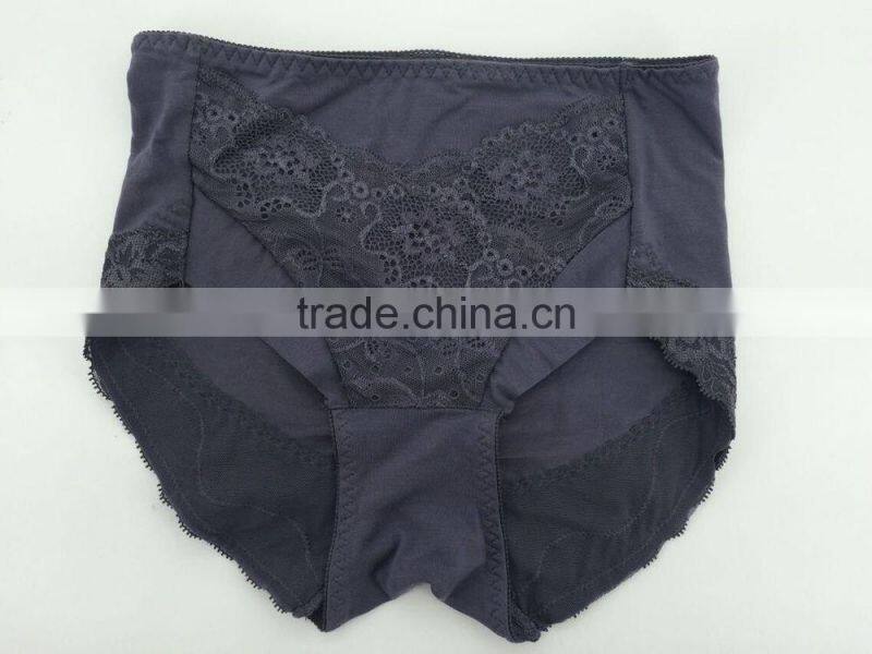 2015 New Arrival Dark Purple Color Briefs With Lace Big Size Women Mommy Pants