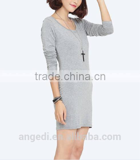 Skinny fit women long sleeve home dress cotton Korean stretch style long t shirt