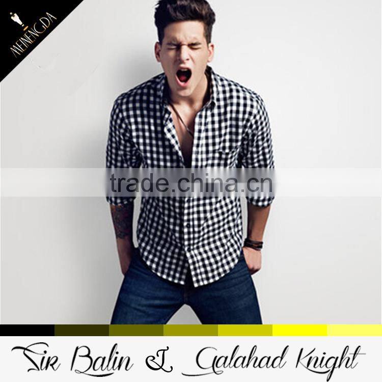China factory cheap custom long sleeve 100% cotton check shirt 120 grams for men