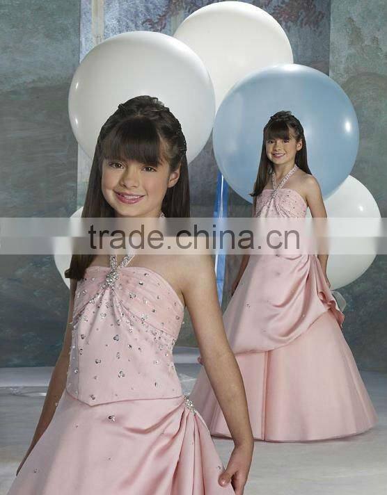 2012 pink halter style girls party dresses