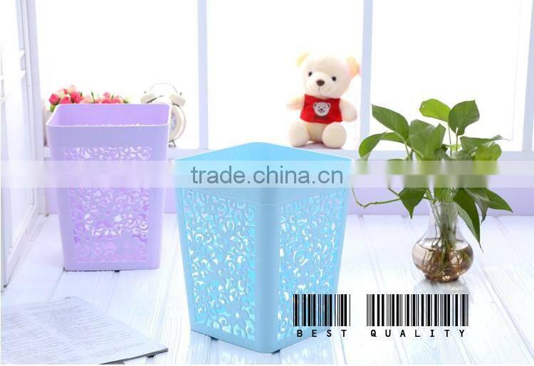 Flower design Trash can office square plastic waste bin in purple