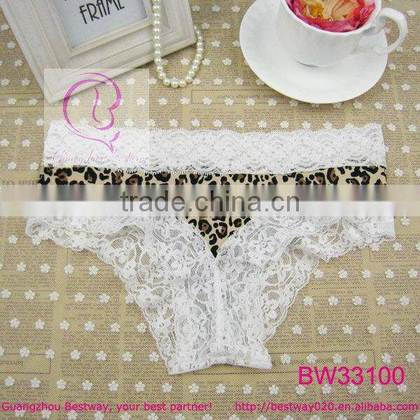 Ladies sexy white underwear printed leopard costume underwear