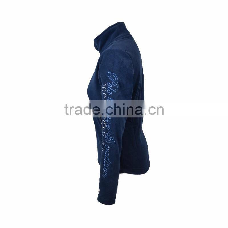 Women 100% polyester embroideied logo polar fleece jacket custom