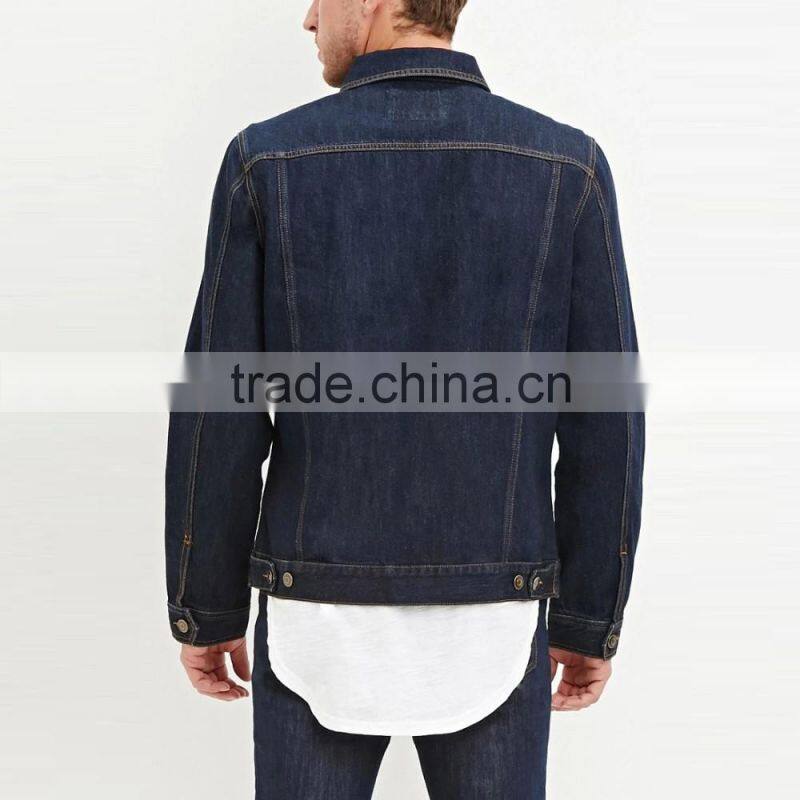 dark blue casual denim custom shirt style jacket coat for men