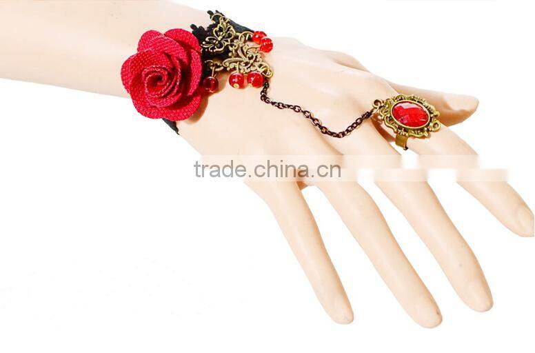 Lace jewelry black supperstar style bracelet wholesale girls jewelry set with diamonds