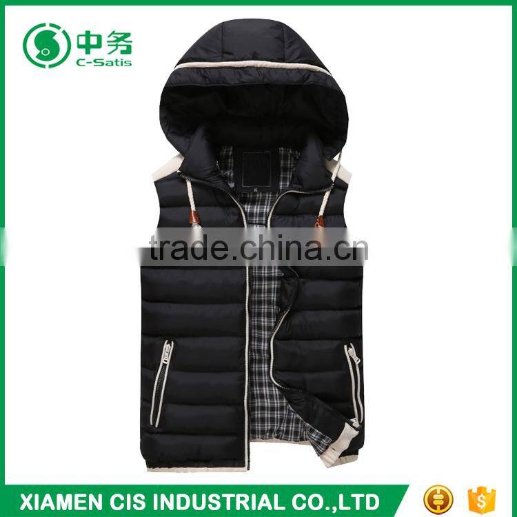 New Item European Style Slim Fit Lightweight Mens Cotton Down Vest for Winter
