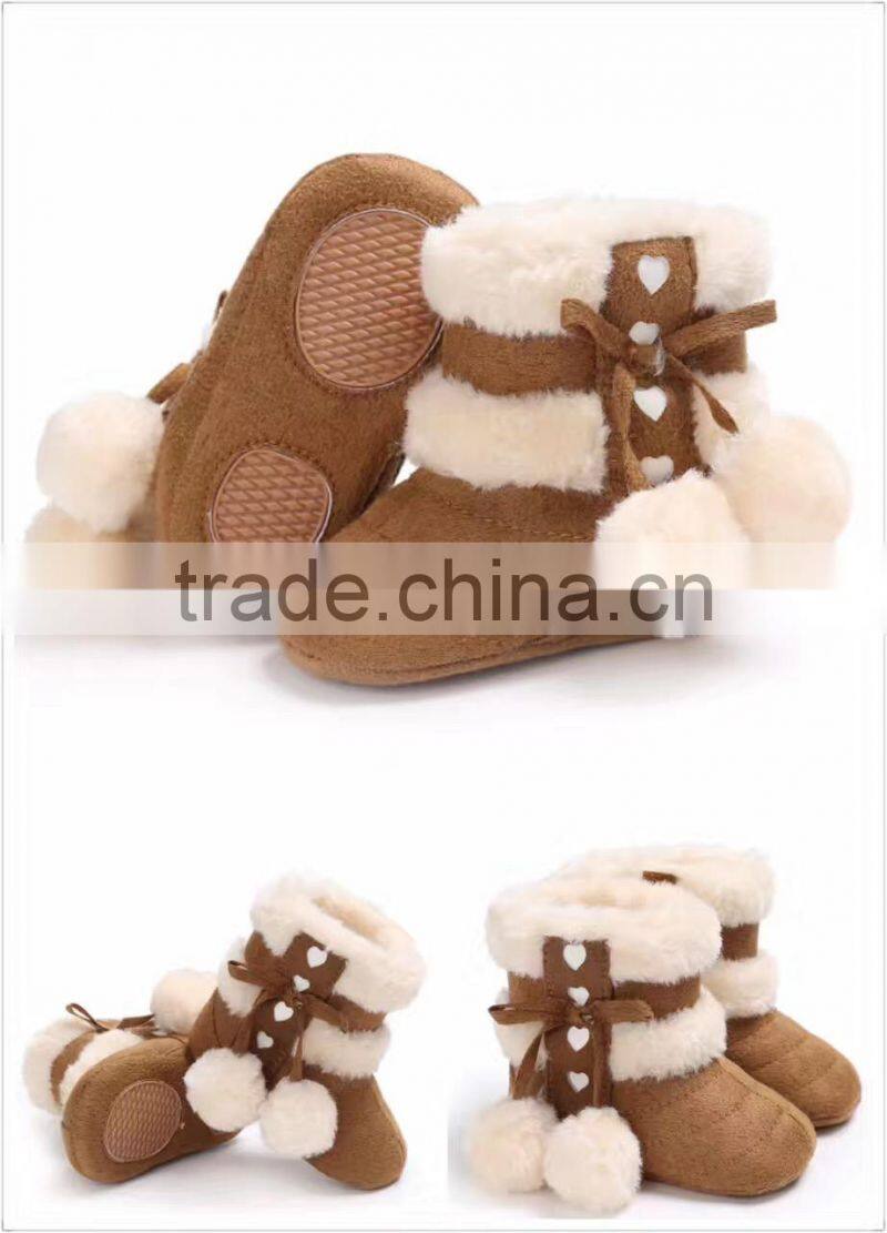 2017 Popular sports baby girls shoe Lovely Winter Warm snow boots Red Pink Brown Cute boot shoes