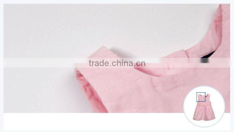 Winter Latest Dress Designs Corduroy Cotton Fashion Children Girls Dresses Pink Baby Elegant Birthday Party Dress