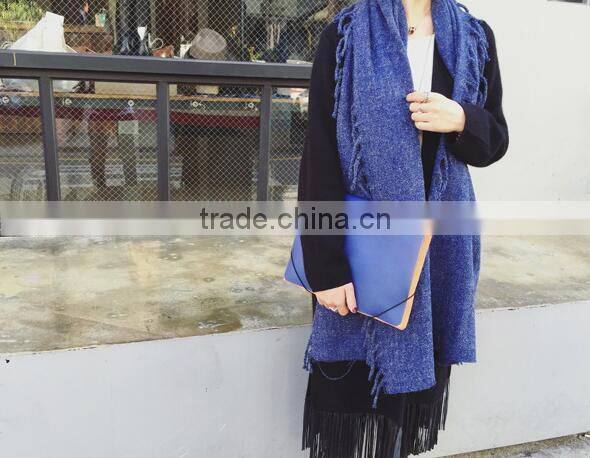 2017 latest design witner pashmia ladies fringed scarf