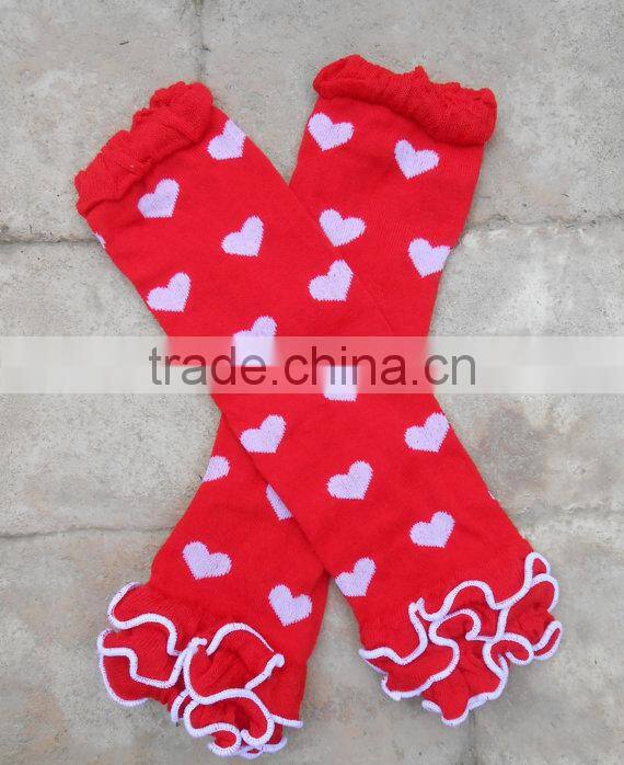 Wholesale cute Valentine's Day Hearts Knitted Leg Warmers 100% Cotton Baby Leg Warmers
