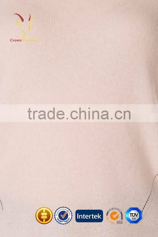 Women Merino Wool Pink Cahsmere Sweater Crew Neck