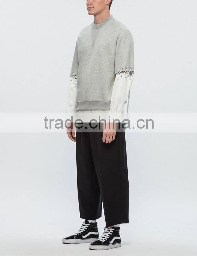 2017 wholesale mens grey vintage color block panelled sweatshirt