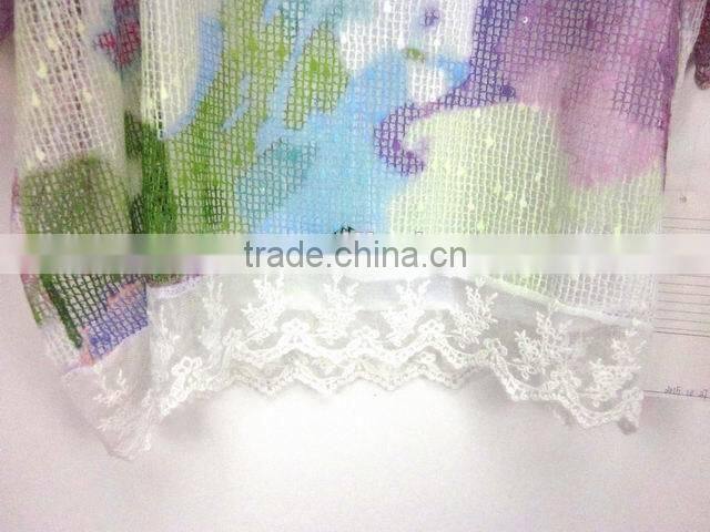 2015 latest lace with digital print design sweater