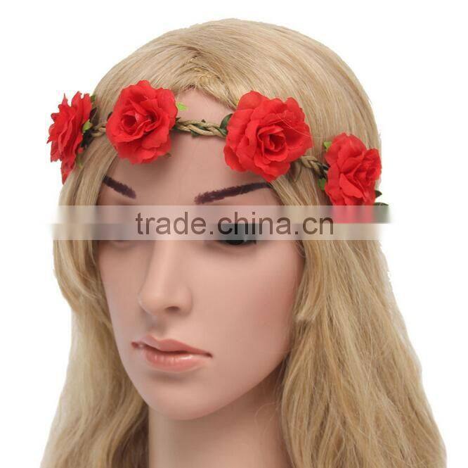 F20074N Wholesale artificial flower garland hair accessory