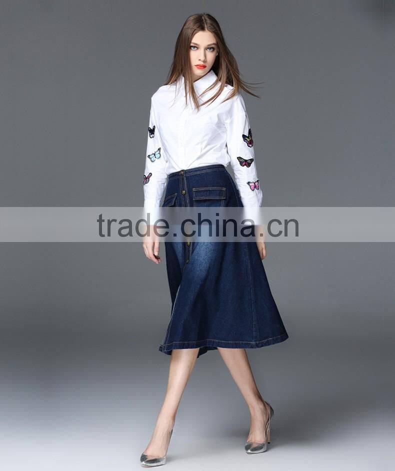 Elegant stylish women long jeans skirts high quality