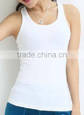 Womens Plain White Cotton Loose Vest Tops
