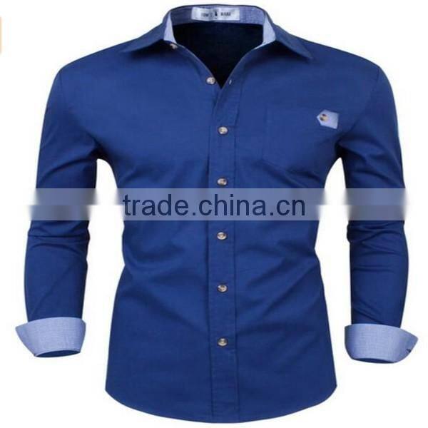 2016 new wholesale Stylish Slim Fit Long Sleeve Contrast custom mens casual dress shirts