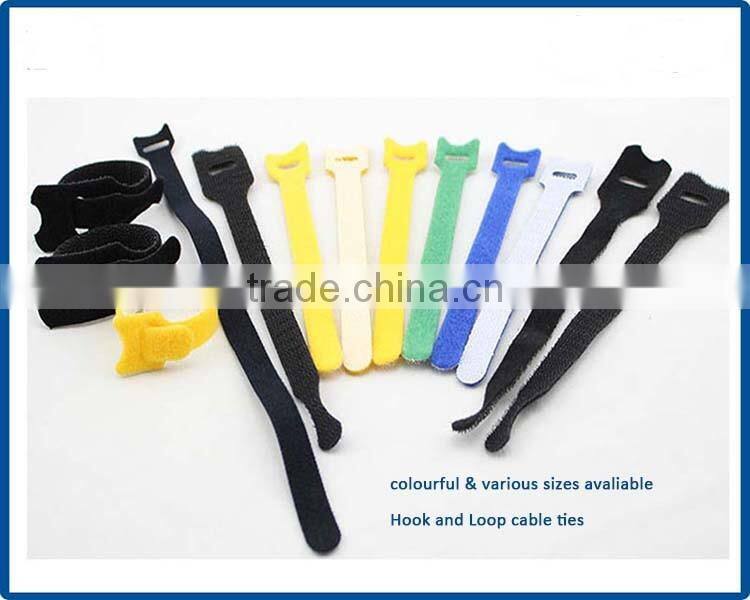 White Hook And Loop Cable Tie Plus , Wire Hook And Loop Wraps Black 10mm Logo