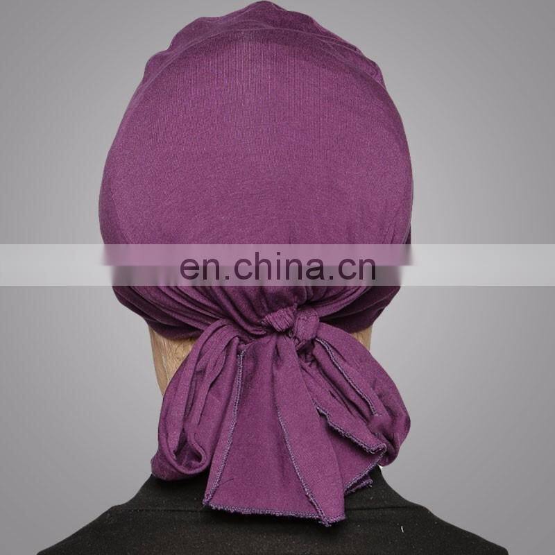 Fashion Purple Combed Cotton Instant Headwear High Quality Muslim Hijab