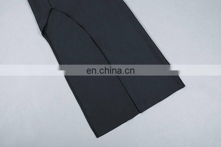 Amigo 2017 new designer sex black off-shoulder flower long slit tube bandage dress maxi evening dresses for women party wear