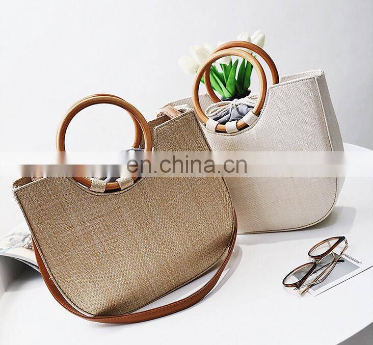 Straw bag leisure crossbody bag ring metal tote bag wholesale