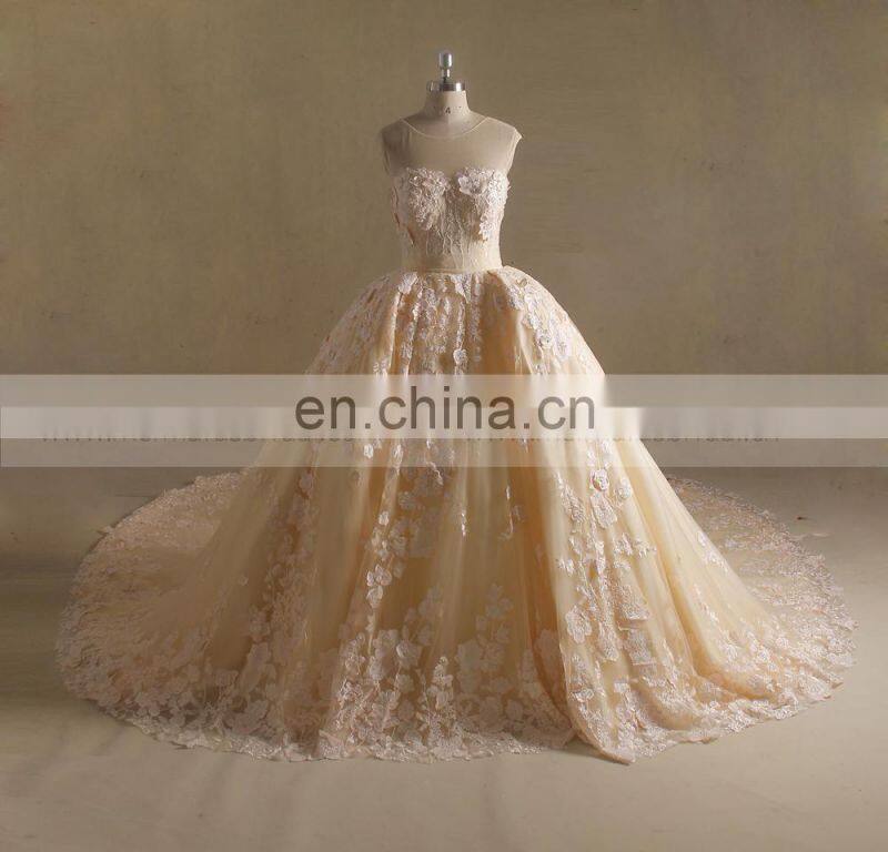 Real photo silver wedding dress heavy lace wedding gown