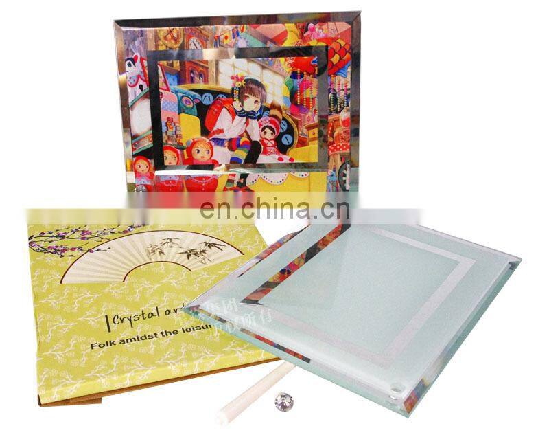 sublimation glass photo frame with double mirror side around new design glass photo frame