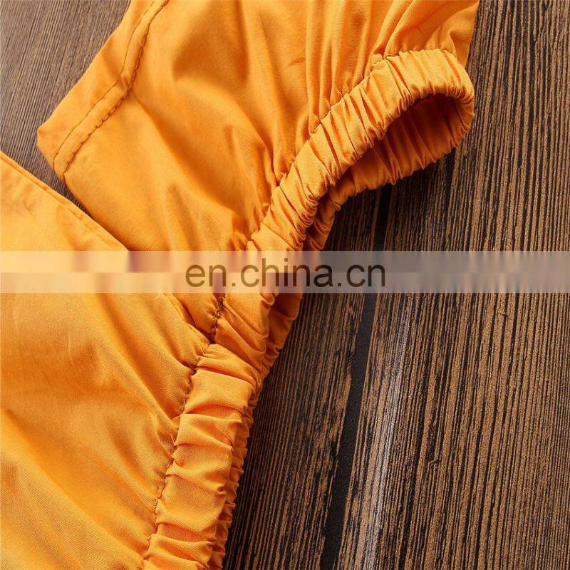 Girls Summer Outfit Toddler Yellow tops + black pants Set Spring Summer Clothing for 1-6T