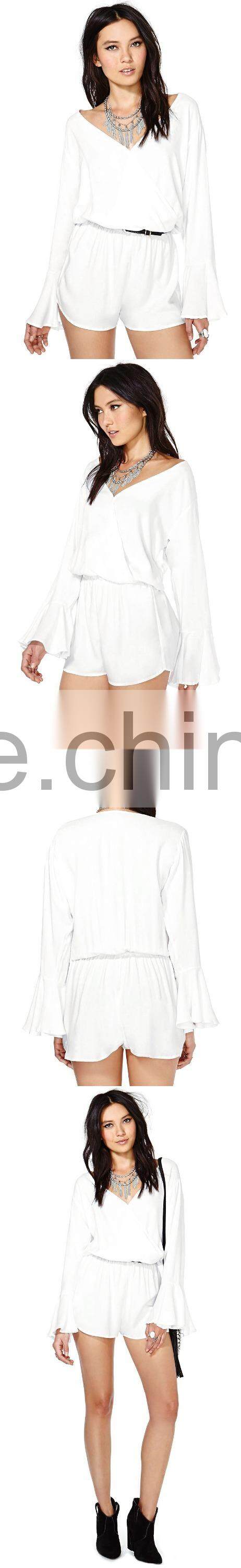 European style plus size latest fashion flare sleeve women jumpsuites