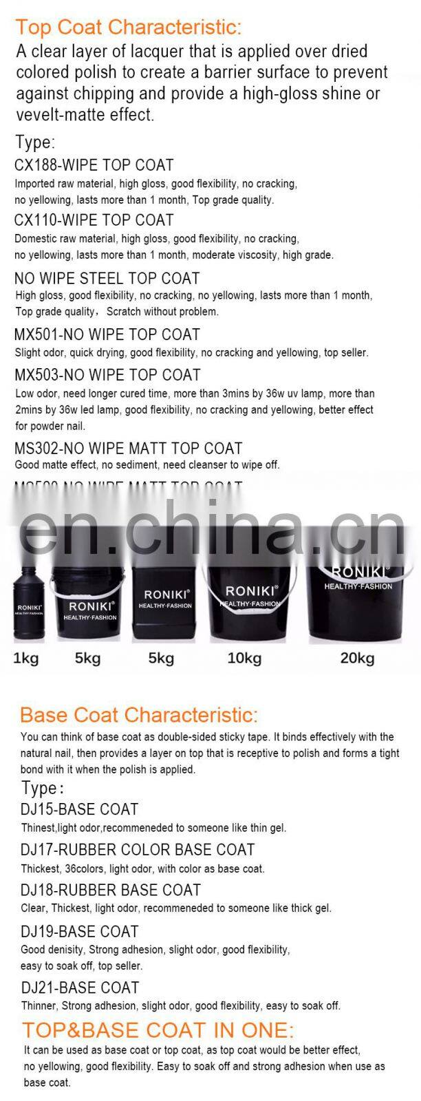 RONIKI New Brand UV Gel Nail Polish Base Coat Top Coat Gel Nail Polish Color Clear