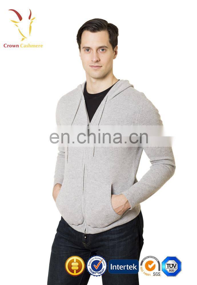 Classic Style Men Cashmere Hoodie Cardigan Zipper Front Hoodie Cardigan