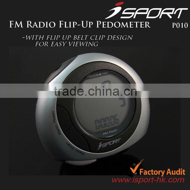 Novelty Flip up design FM radio pedometers