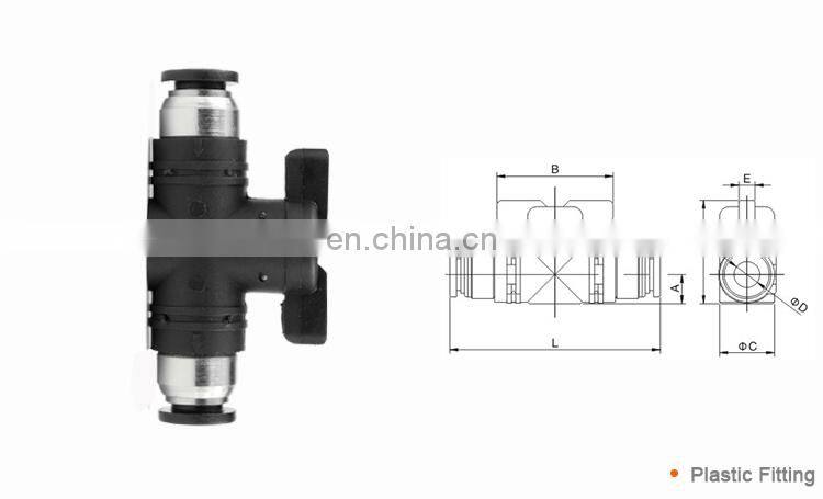 BUC plastic pipeline plastic push in air hand control relief valve pneumatic air speed controller