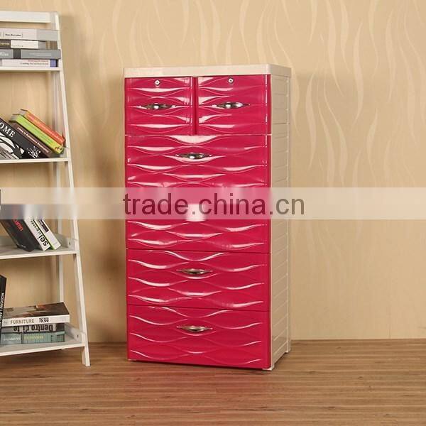 Raised Grain Surface Design Plastic 5 Drawer Unit Storage Cabinet