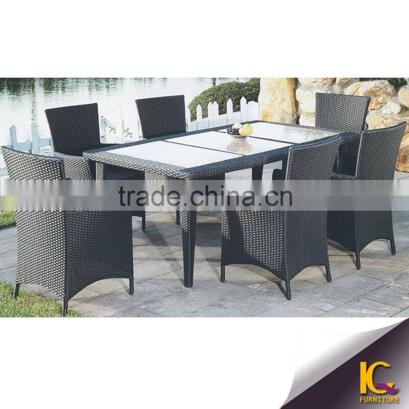 Aluminum Synthetic Rattan Outdoor Restaurant Dining Set with Waterproof Cushion